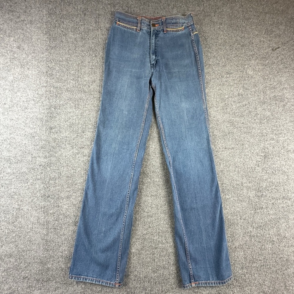 Braxton Jeans Womens 14 Medium Wash Blue High Rise Straight Logo Denim Pants